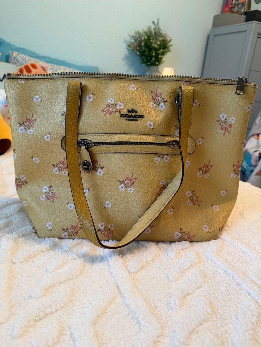Coach Yellow Floral Zip-Top Tote